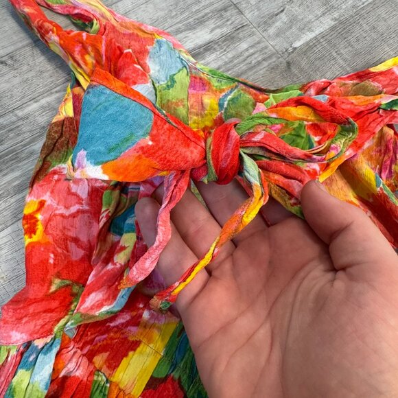 Rene Derby Multicolor Floral Sundress Sleeveless Back Cutout K23 fairycore - Picture 5 of 7